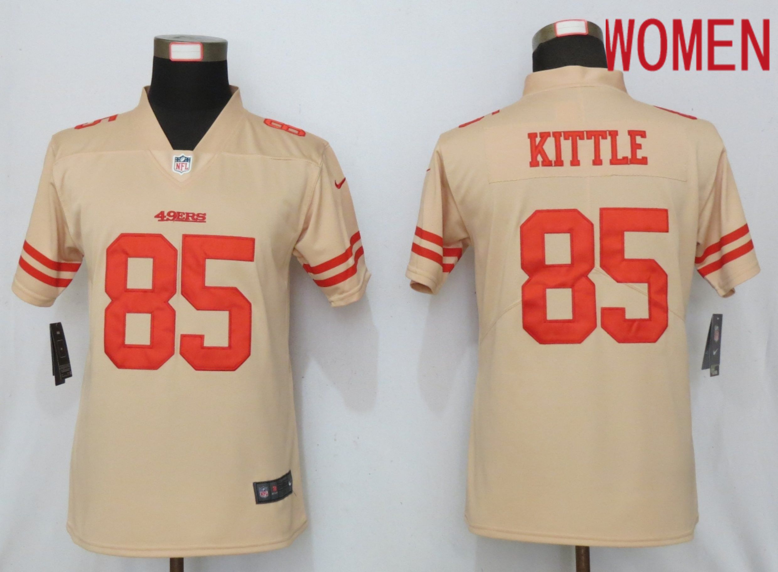 Women San Francisco 49ers #85 Kittle 2019 Vapor Untouchable Nike Gold Inverted Elite Playe NFL Jerseys->women nfl jersey->Women Jersey